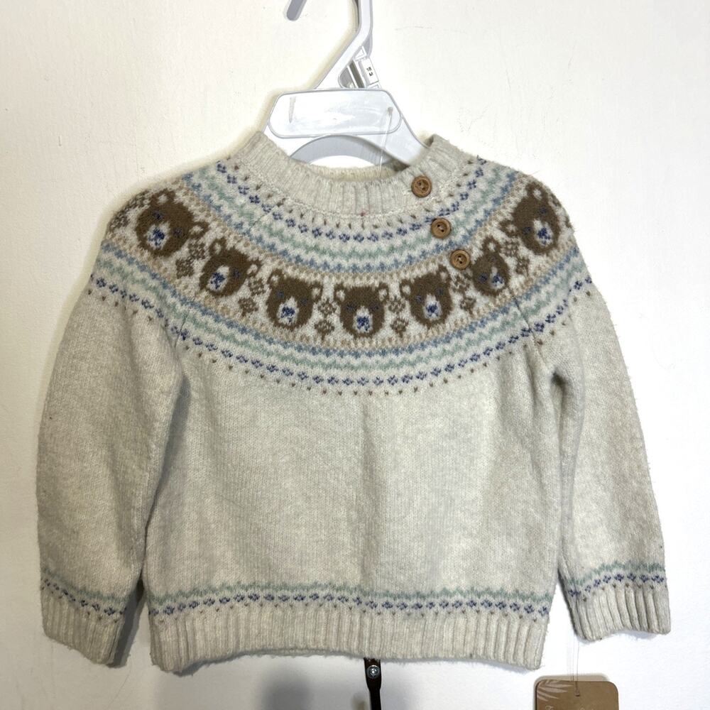 Tommy Bahama Kids Fair Isle Teddy Bear Button Nordic Sweater Size 18 Mo NWT